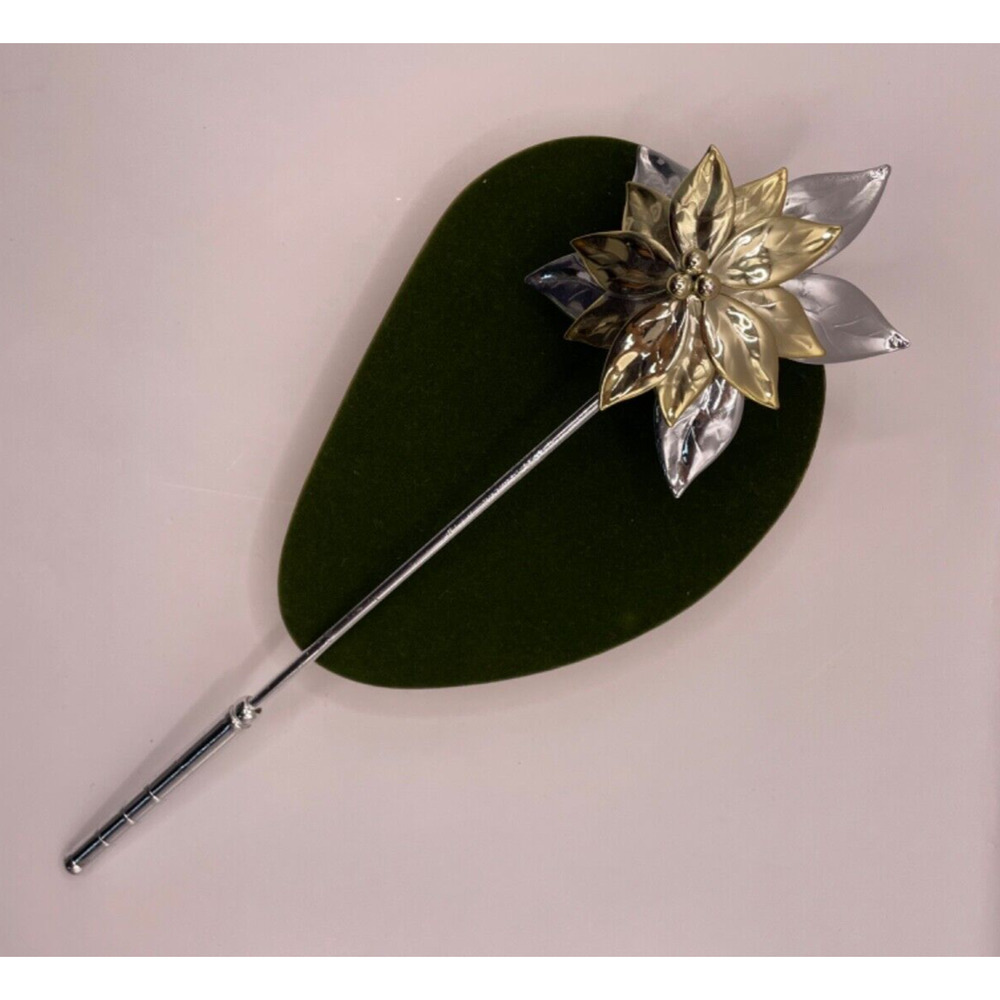 Vintage Department 56 Silver & Gold Tone Poinsettia Christmas Candle Snuffer